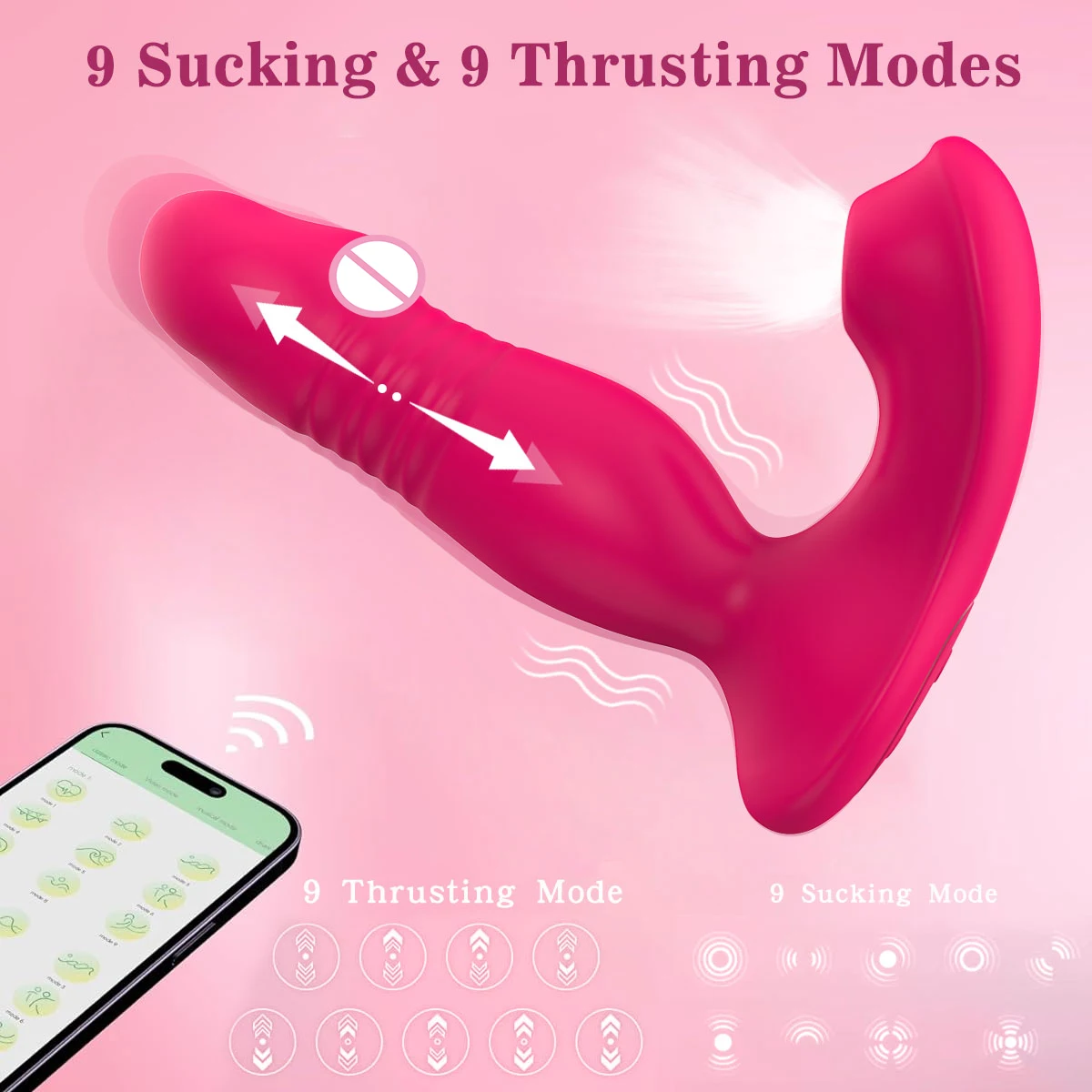 App التحكم عن بعد 9 تهتز مصاصة Thrusting دسار ، G بقعة هزاز الحلمة هزاز ، لعبة الجنس الكبار للمرأة الإناث الأزواج