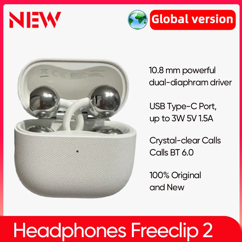 HUAWEI Freeclip 2 Global Version Bluetooth Wireless Headphones Airy C-bridge Design Earbuds Adaptive Open-ear Listening