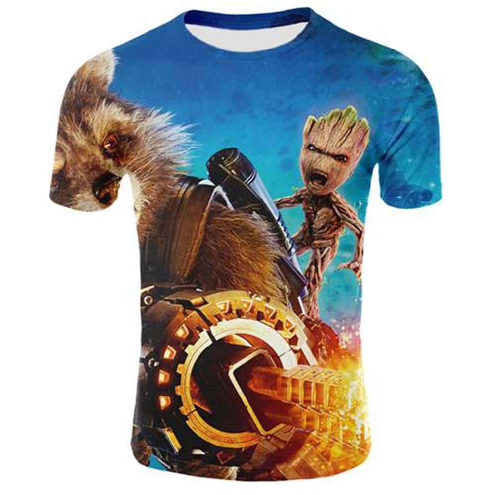 Camiseta con estampado de Marvel Groot Yondu para hombre y mujer, camiseta de Los Vengadores, camiseta con estampado 3d de cómics de Anime, ropa de manga corta de gran tamaño para hombre