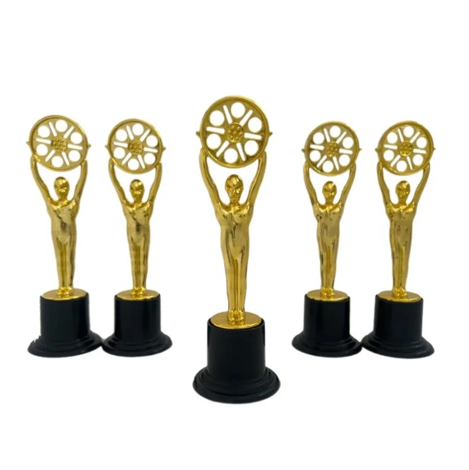 1/2/5/10pcs Plastics Golden Award Trophy Statue Handmade Small Golden Figurine Craft Souvenirs Retro Ornaments