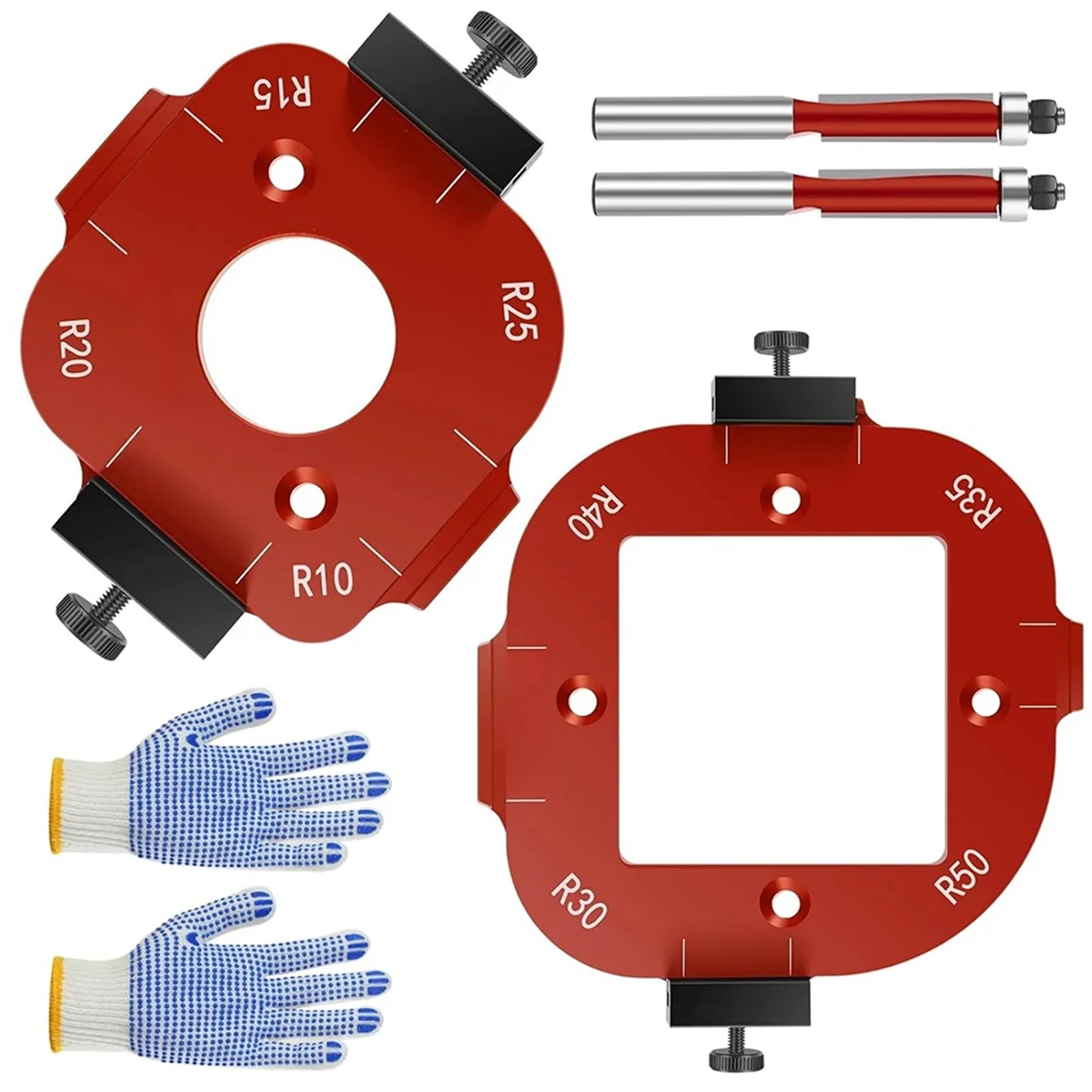A83Z Router Corner Radius Template,2pcs Radius Jig Router Templates for Woodworking, Aluminum Alloy Router Corner Jigs