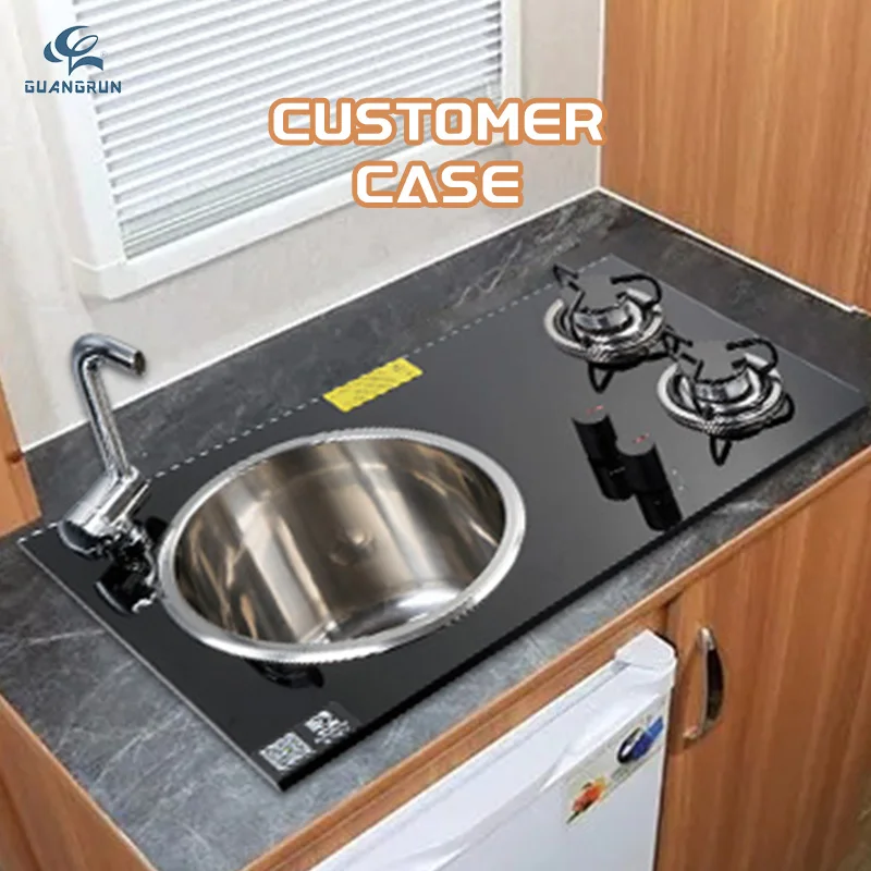 Two-Burner Gas Hob And Stainless Steel Sink Combination For Motorhome Caravan Campervan Boat Yacht Cabin-730*430*150mm