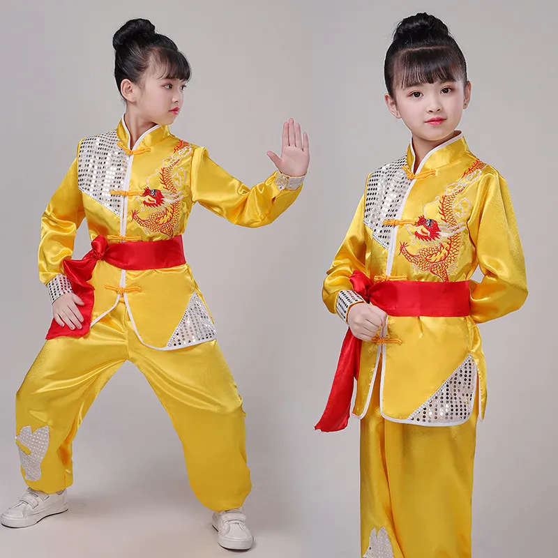 Children's Martial Arts Practice Uniform Chinese-style Dragon Embroidery Training Competition Performance Drum Dance Tai Chi