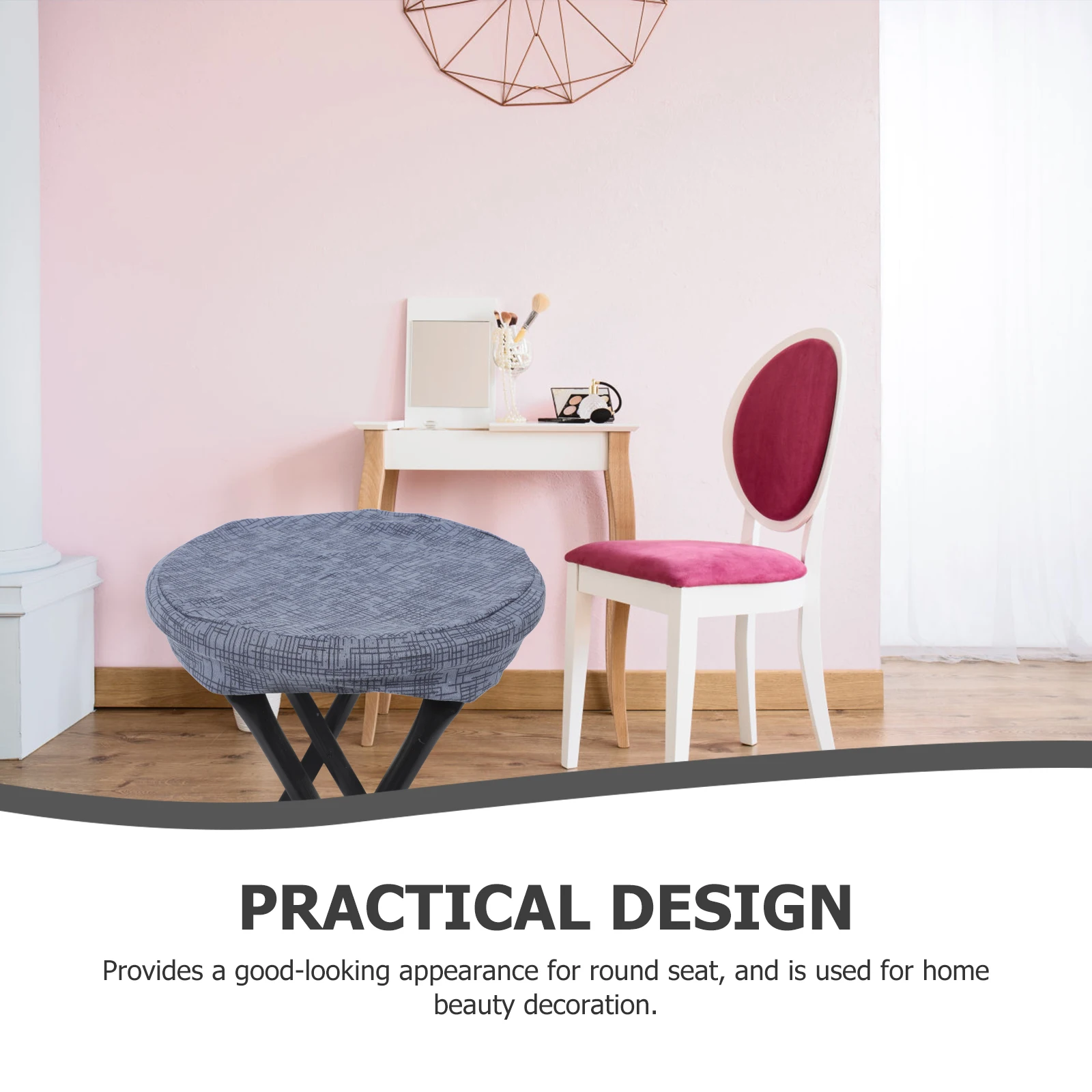 

2Pcs Round Bar Stool Covers Elastic Polyester Seat Cushion for Home Beauty Decoration Bar Stool Covers