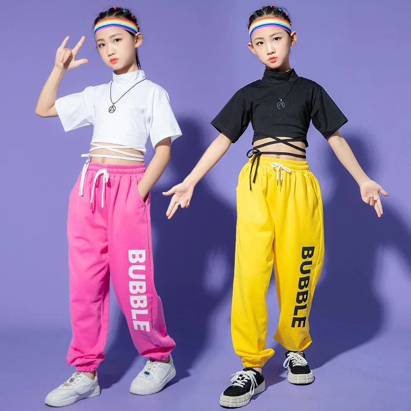 Costumes de compétition de phtaline pour filles, vêtements de danse pour enfants, t-shirt de salle de Rh, pantalon trempé, jazz, hip hop, vêtements de scène de fête