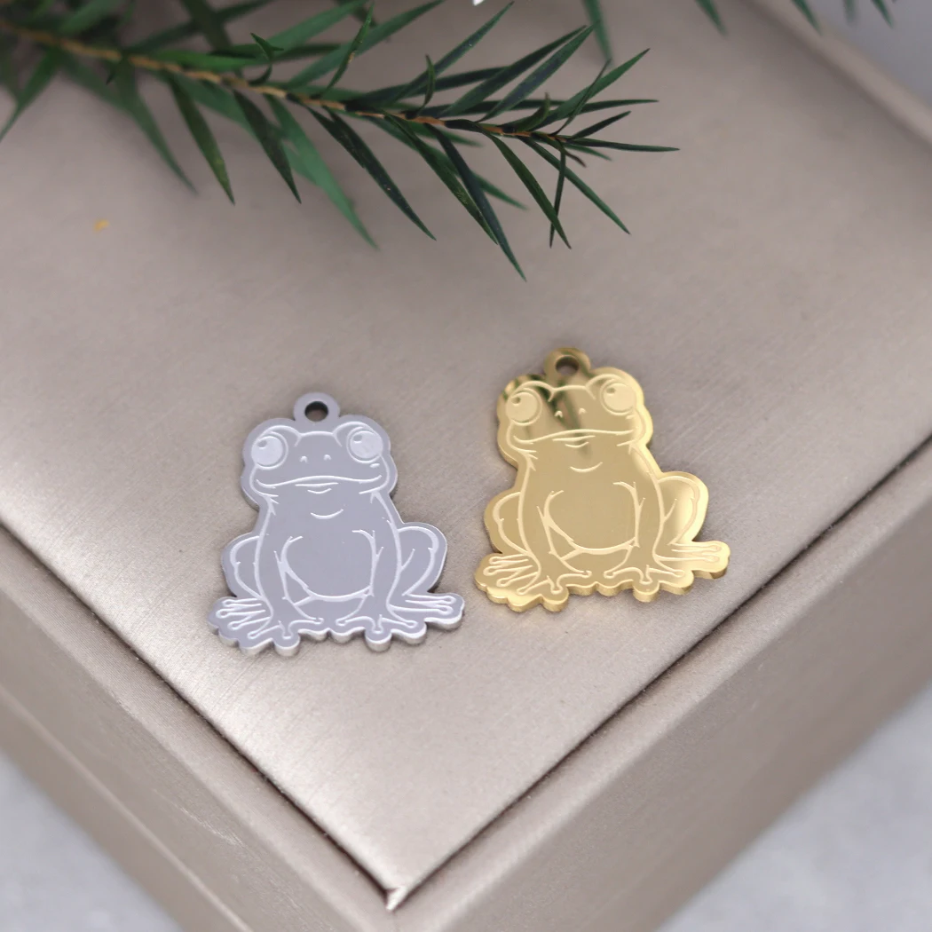 2pcs Stainless Steel Frog Charms For Jewelry Making Lovely Animals Pendants Diy Earrings Keychain Finding