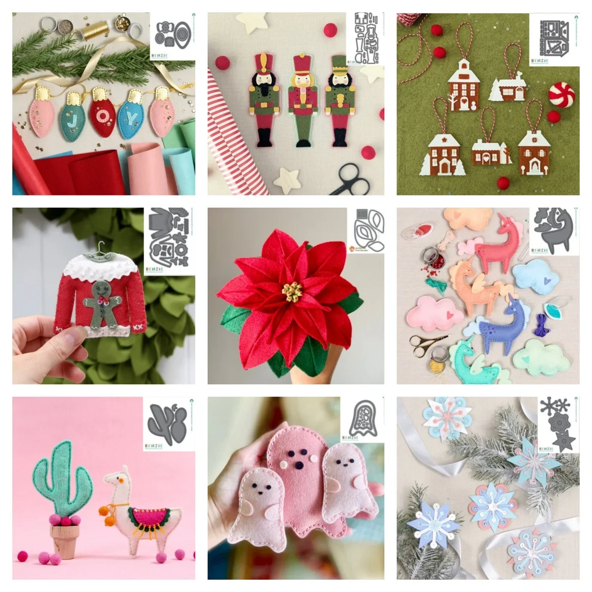 

Christmas Felt Die House Poinsettia Unicorn Number Series Cutting Dies for Scrapbook Diary Decoration Greeting Card New