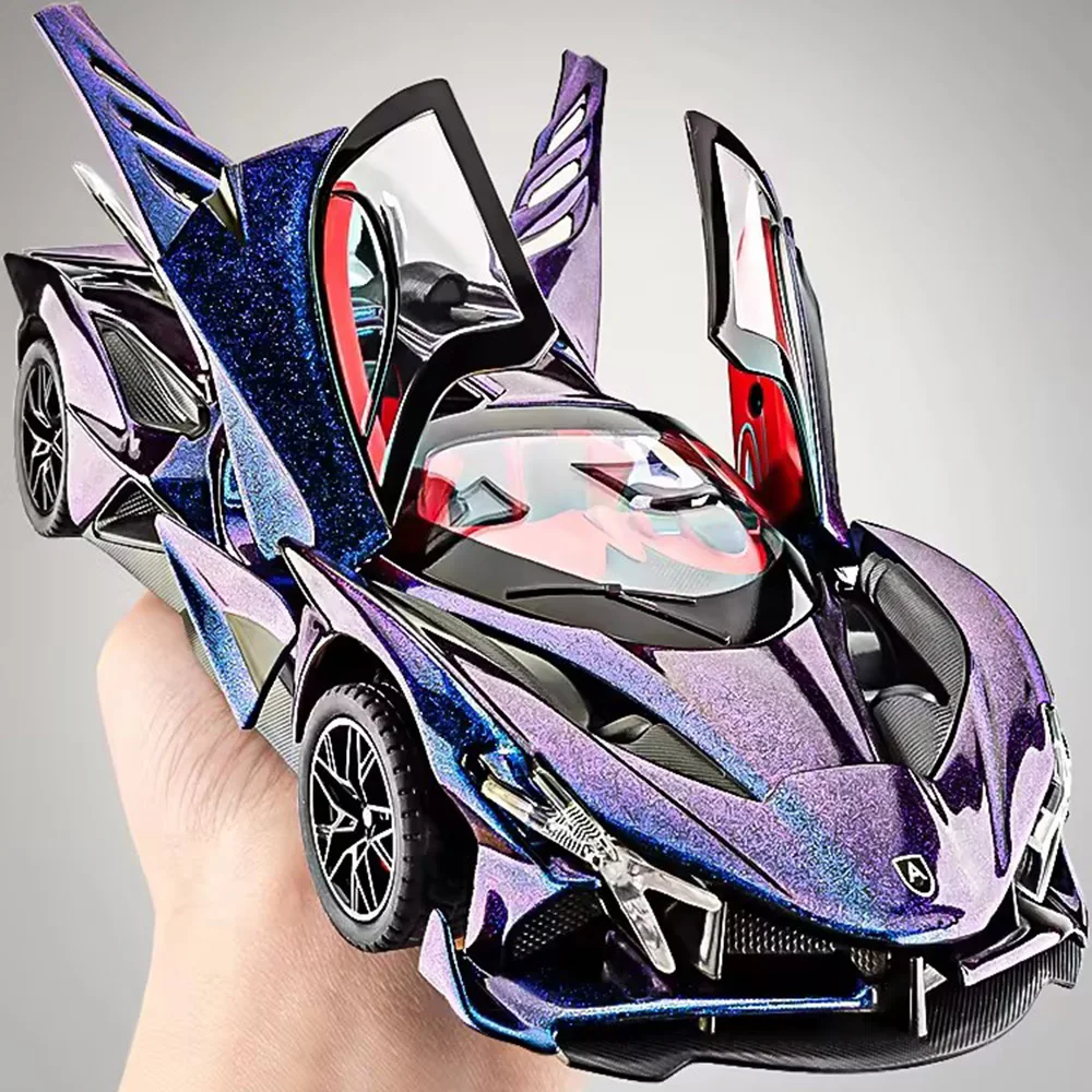 

1:24 Alloy Diecast Apollo EVO IE Cars Model Toys Wheel Pull Back Miniature Toy with Sound Light Vehicles for Boys Festival Gifts