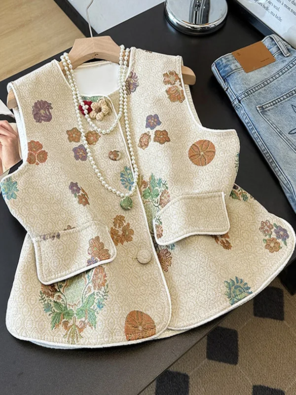 

Ретро Faionable Вышитый круглый жилет Ne Svel Новый китайский костюм Тан в стиле реформации Топ для повседневных поездок...