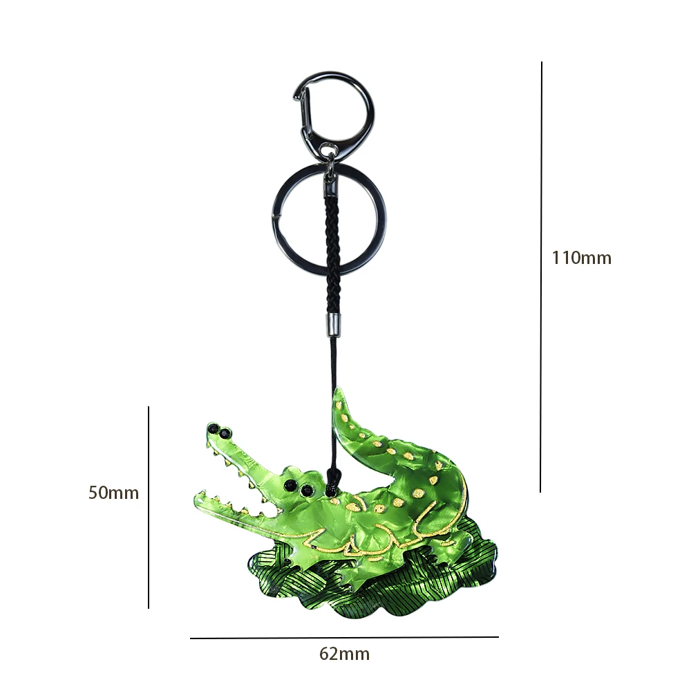 New Crocodile Handmade Arcylic Animal Keychain Key Ring for Women Handbag Accessorie Car Hanging Jewelry Gifts Bag Accessories