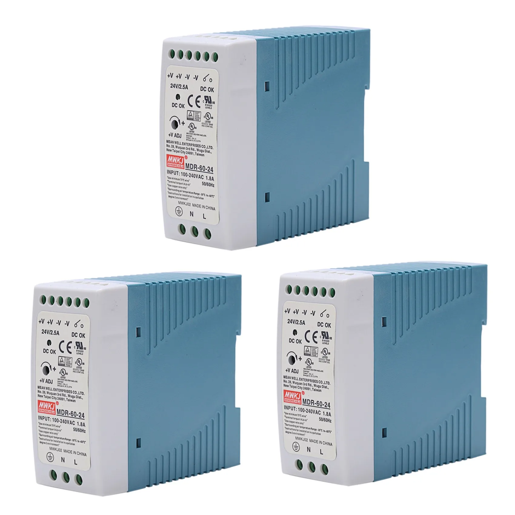 AB33-3X MDR-60 24V 60W Din Rail Power Supply Ac-Dc Driver Voltage Regulator Power Suply 110V 220V