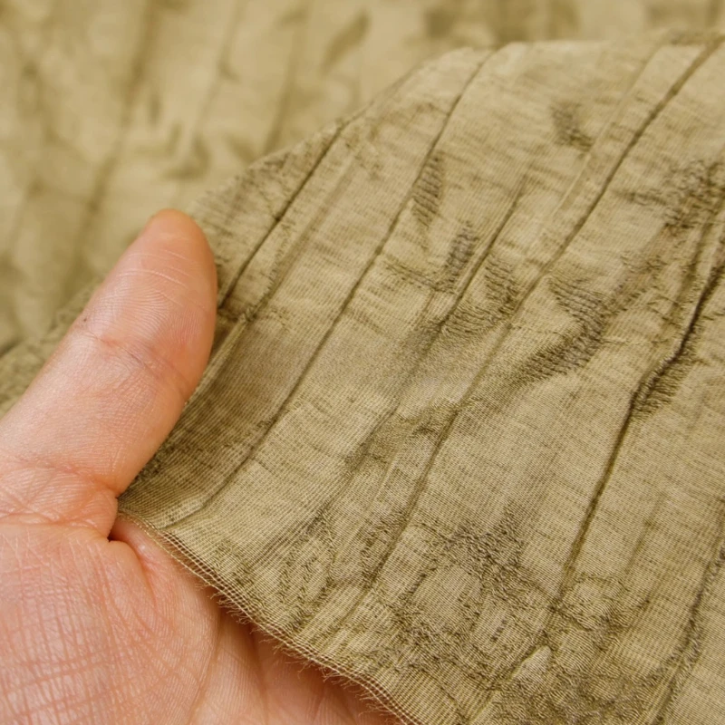 

Зеленая плиссированная лиоцелловая льняная смесь жаккардовой драпировки, непрозрачная ткань для рубашки Cheongsam, платья, одежды, шитья, оптовая продажа