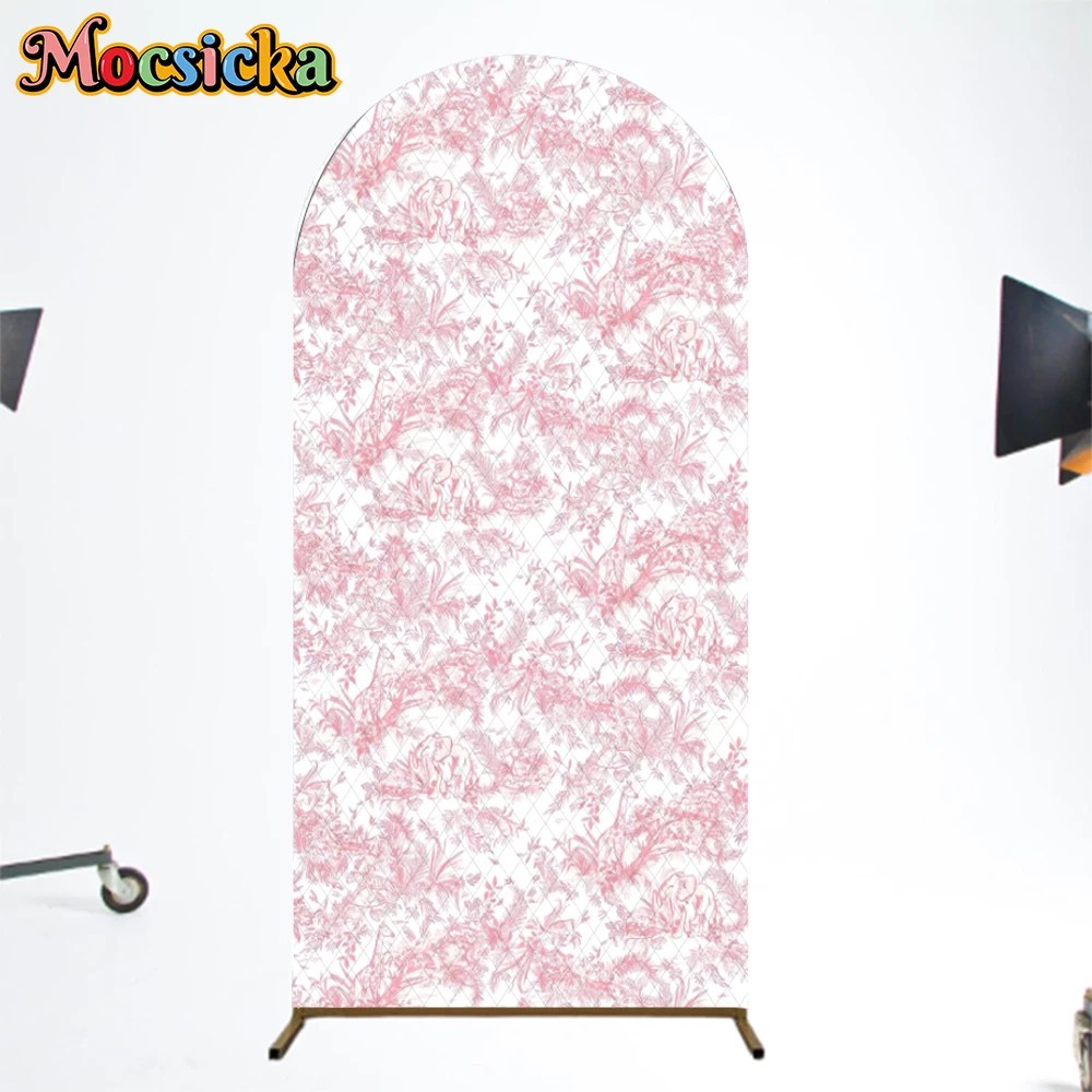 Mocsicka Arch Backdrop Cover Soft Double-Faced Children Baby Shower Girl Boy Photo Arched Background Plant Animal Patterns Decor