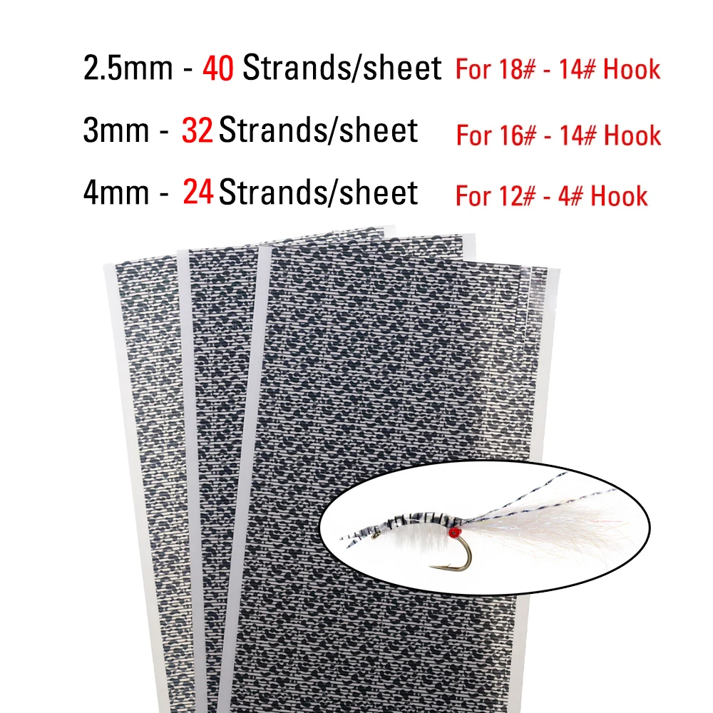 ICERIO 2.5mm 3mm 4mm Mikkus & Caddis Synthetic Quills Film Elastic Fly Tying Body Wrapping Tape for Stonefly Nymphs Shrimps