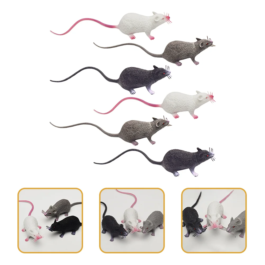 6 Pcs Simulation Mouse Rats Halloween Prank Prop Interesting Toys Decorations Kids Pet Fake Pvc Party Cat Child Children\'s