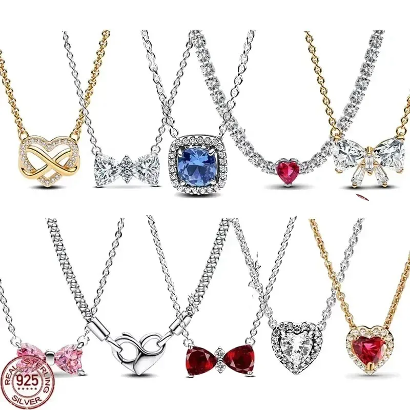 

Ожерелье с подвеской из стерлингового серебра 925, хит продаж, сияющая роскошь, классическое квадратное ожерелье в форме сердца, женские ювелирные изделия в подарок