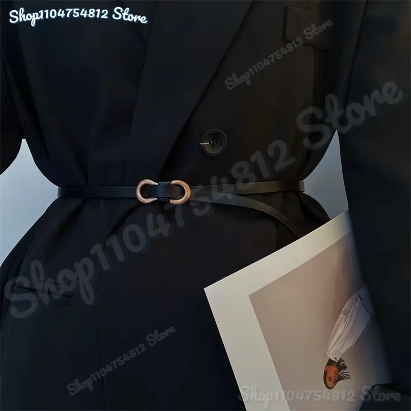 2025 New Simple Women Thin Belt for Dresses Nonporous Waistband Ladies PU Leather Alloy Buckle Decorative Waist Strap