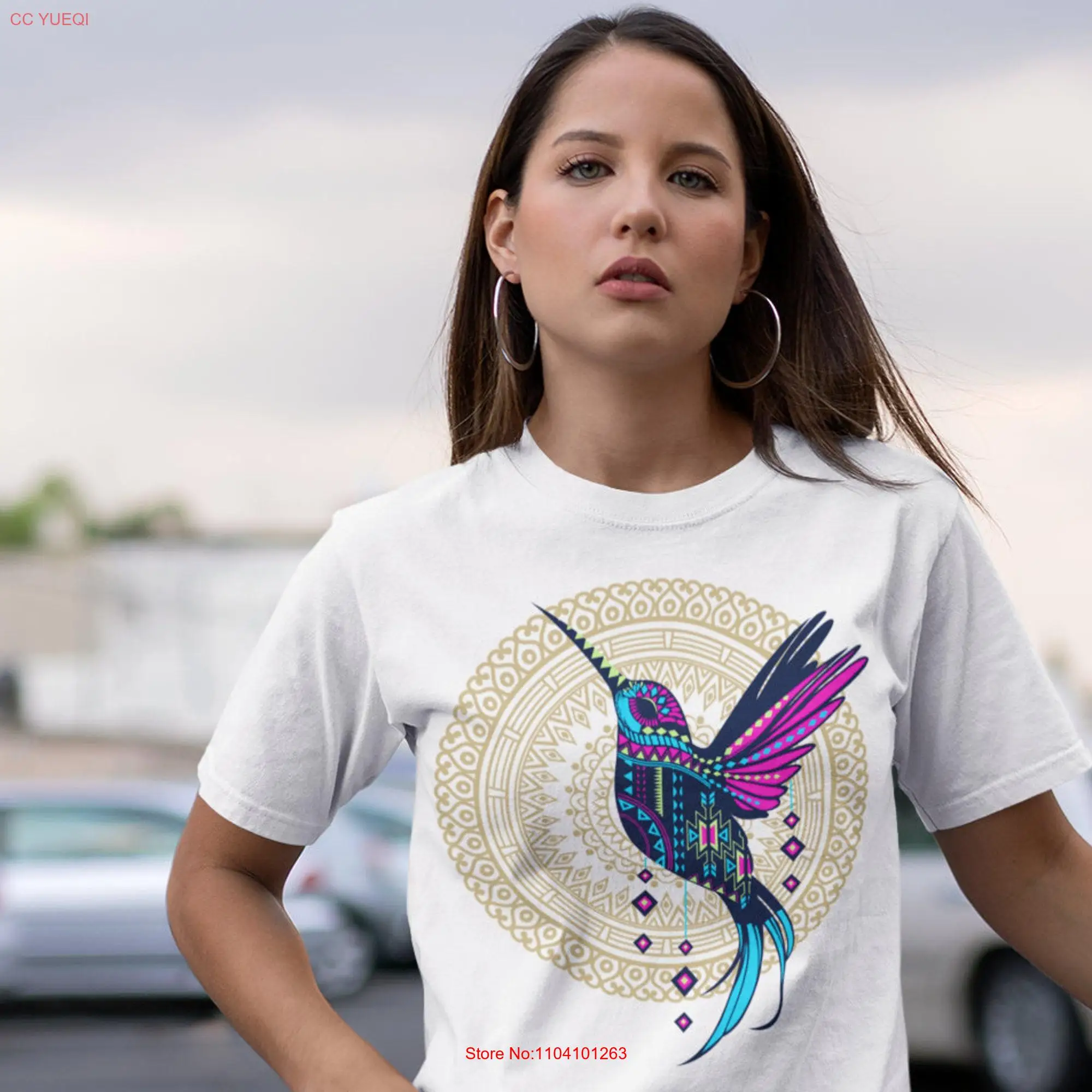 Hummingbird shirt mexican women ropa mexicana bird print T artesania long or short sleeves