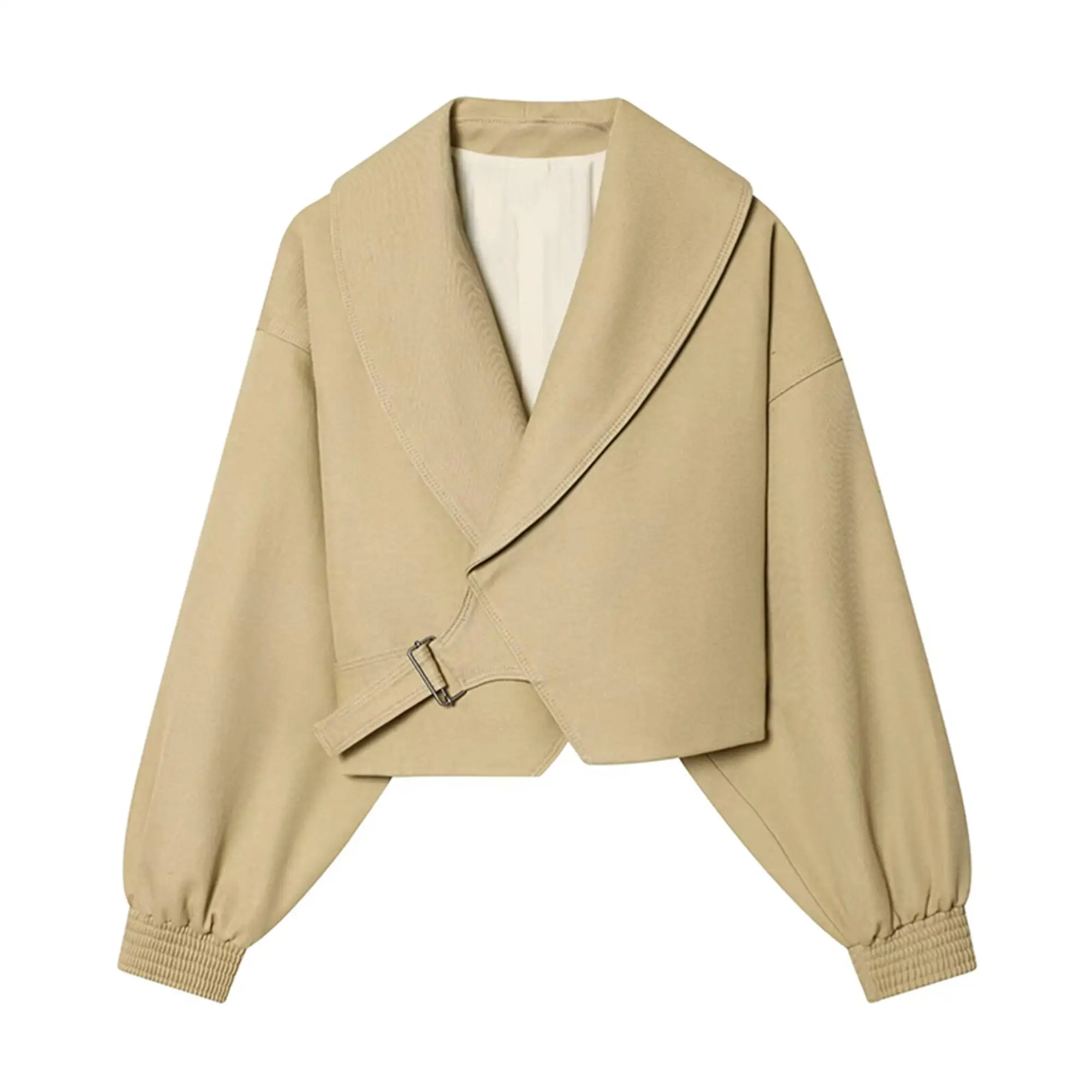 TFMLN Elegant revers bomberjack voor dames lente herfst effen jassen met lange mouwen Lady High Street casual chique bovenkleding - afbeelding 1