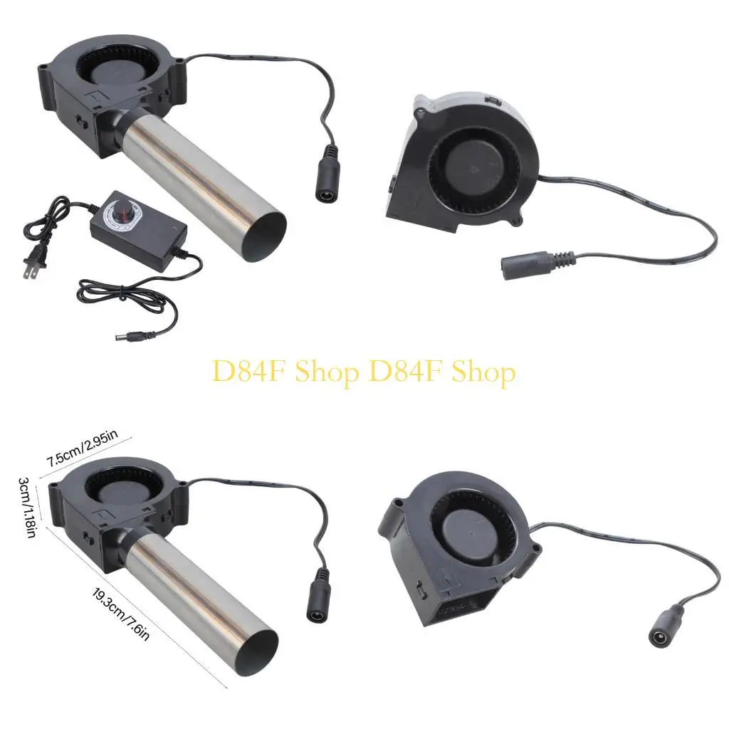 

D84F Эффективный регулируемый комплект воздуходувки 12 В с металлическим воздуховодом для приготовления барбекю и вентиляции в