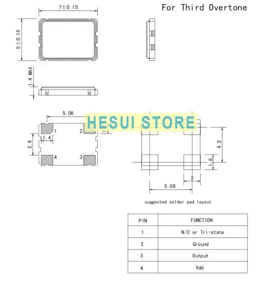 Cristal 5*7 3.5795M 3.579545MHZ 3.579MHZ 3.5779 M puce active OSC