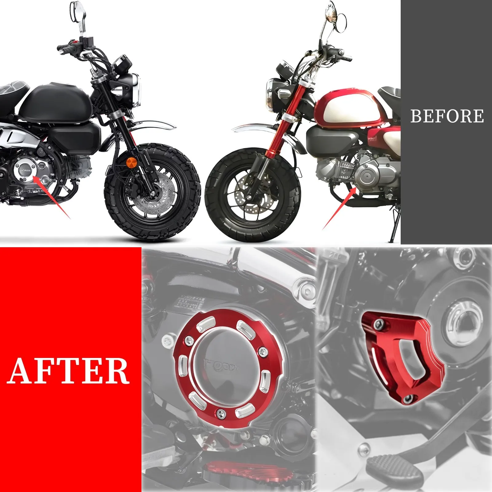 3D CNC L&R Engine Guard Cover Set For Honda MONKEY 125 DAX125 GROM 125 CT125