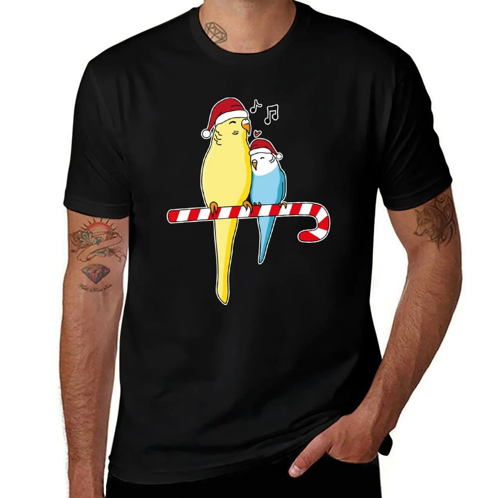 Christmas Budgie budgerigar bird parakeet gift idea T-Shirt Casual Simple Design Short Sleeve Shirt