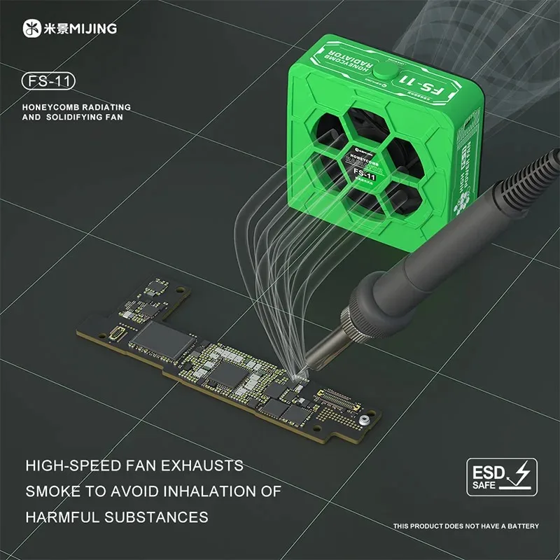 

Mijing FS-11 Сотовый излучающий и твердотельный вентилятор, рассеивание тепла, отверждение дымовых выхлопных газов, высокоскоростной охлаждающий вентилятор для ремонта печатных плат