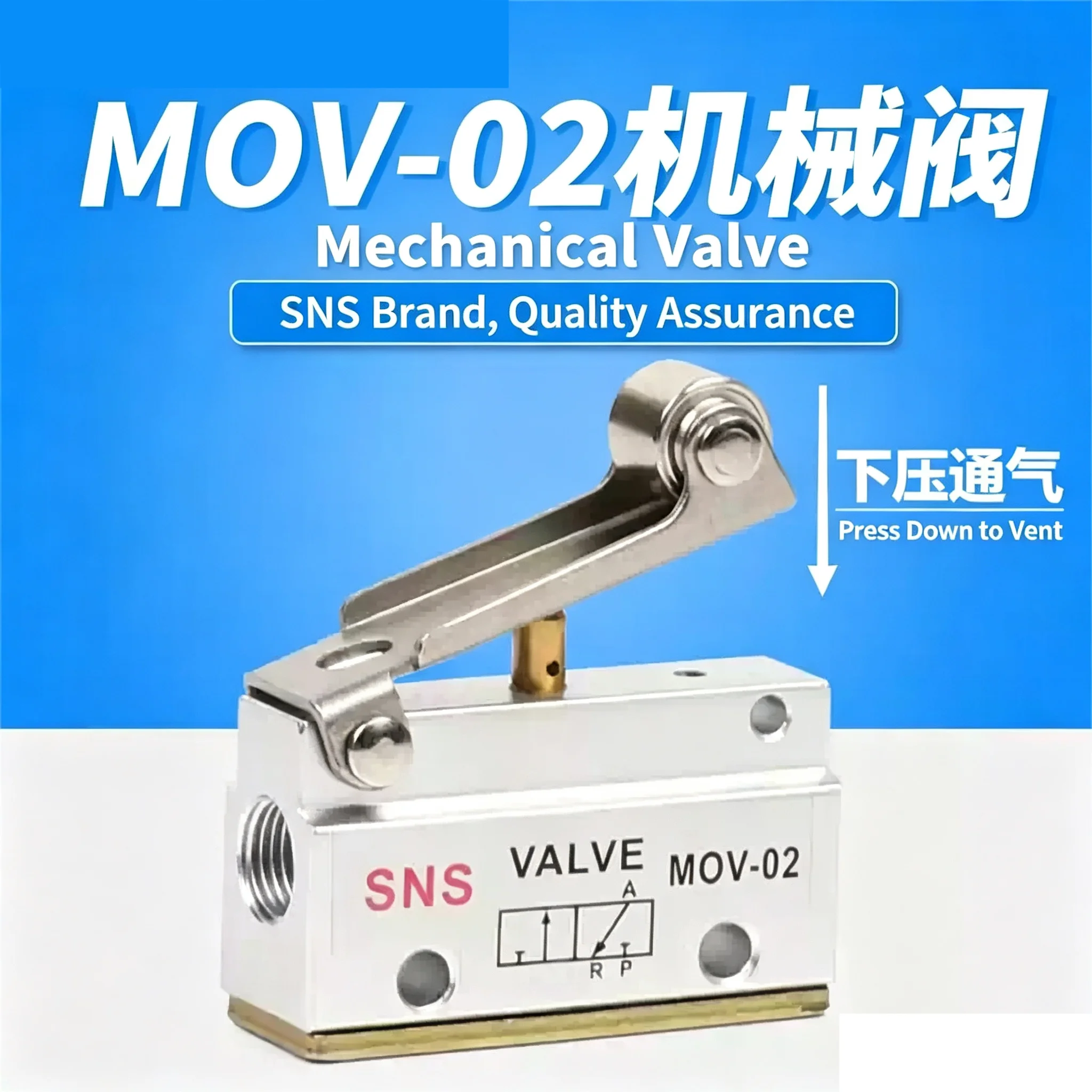 Pneumatic mechanical valve MOV-02 two-position two-way 01 button type 03 knob roller air control 03A switch manual valve