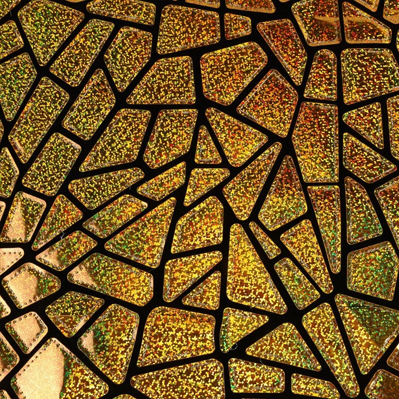 1 Yards Symphony Gradient Mirror Leather Fabric Geometric Pattern Laser Polyester Designer Fabric Clothing Jacket Background