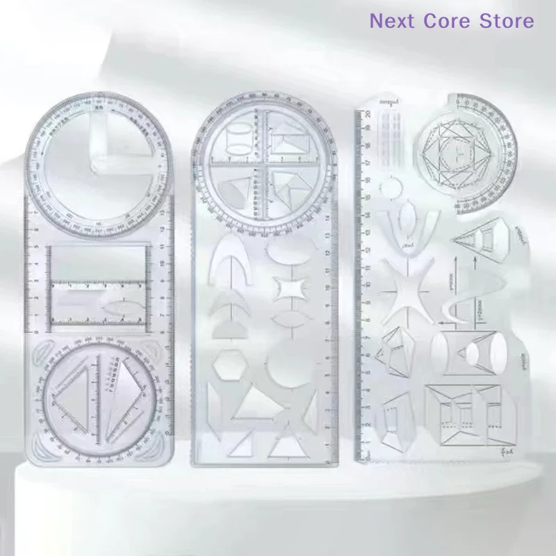 [NC]1PCS Multi Functional 360 ° Movable Geometric Drawing Ruler Transparent 3D Flat For Primary School Mathematics Students[NC]