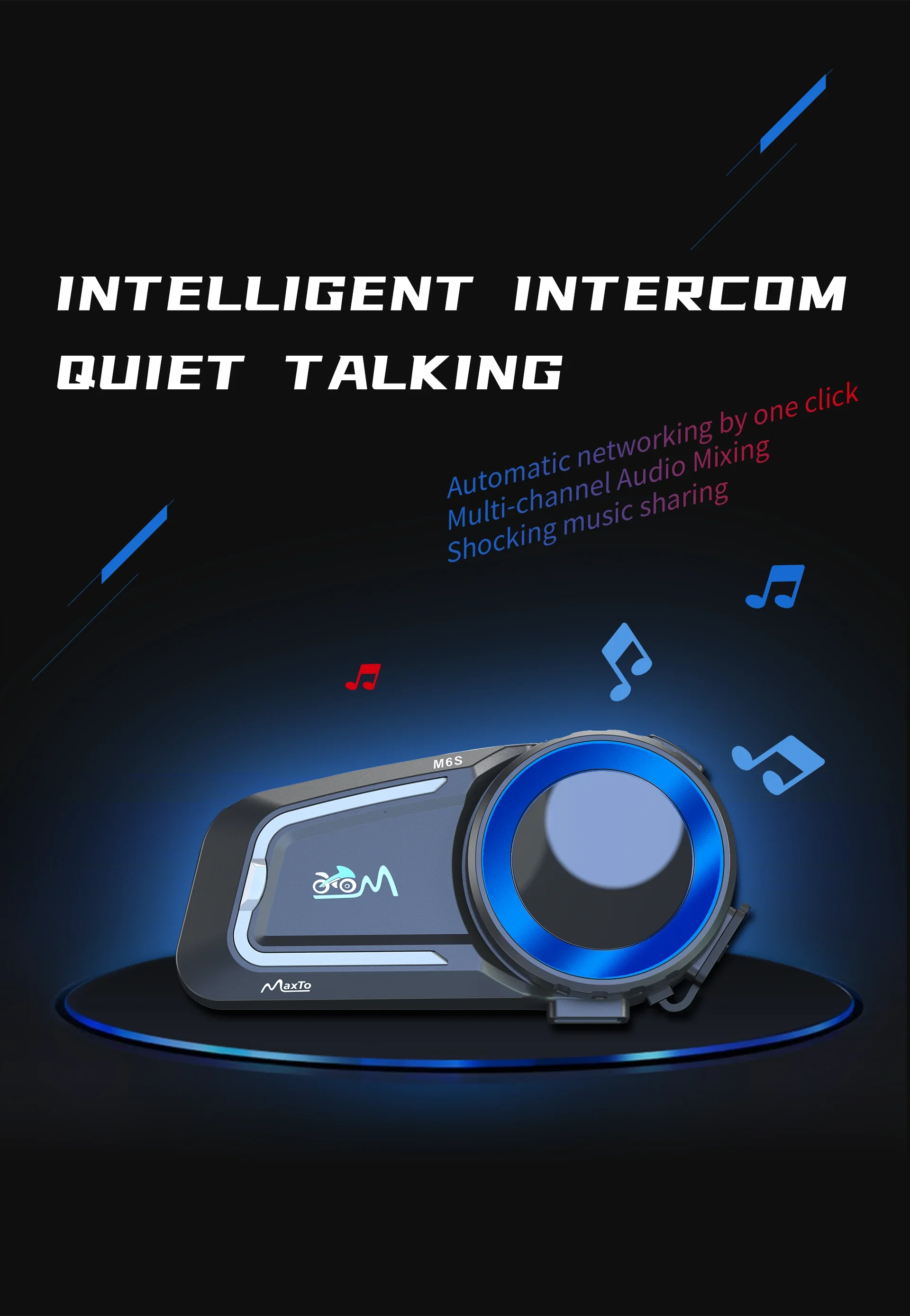 

Multiplayer Intercom MaxTo M6S Motorcycle Helmet Headset 1000 Range
