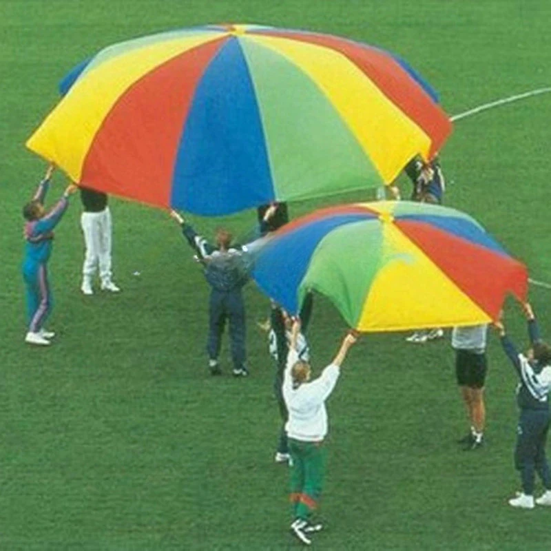 7M/8M/9M/10M Diameter Outdoor Rainbow Umbrella Parachute Toy Jump-Sack Ballute Play For Kids