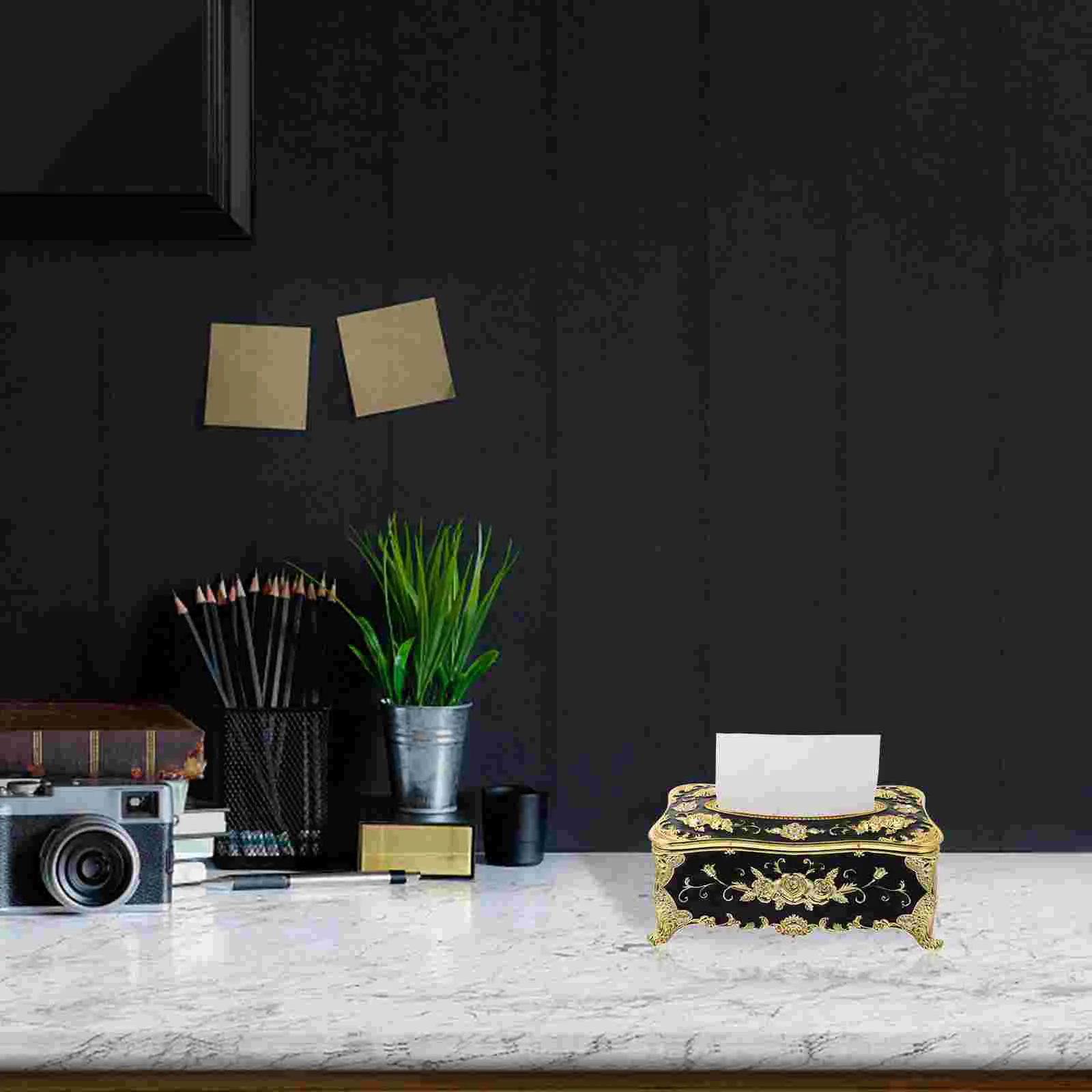 

Facial Decoration Diamond Paper Box Napkin Holders Case Table Decorations Black Acrylic