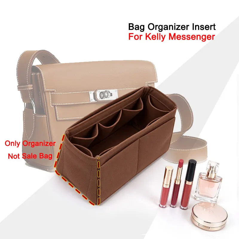 Purse Organizer Fits for Kelly Messenger Felt Insert Bag Portable Cosmetic Inside Bag Shaper