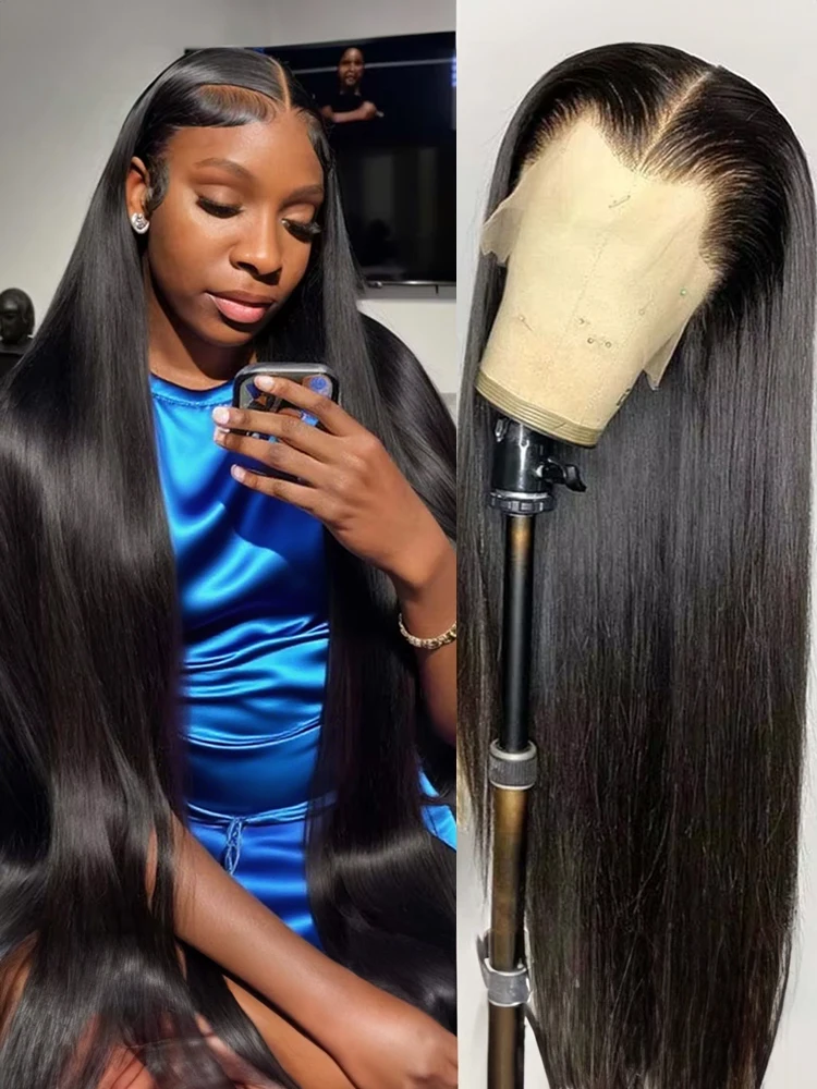 40 46 بوصة العظام شعر طبيعي مفرود الدانتيل الباروكة الأمامية 13x6 Hd الدانتيل الشفاف الجبهة الباروكات للنساء 13x4 360 شعر مستعار دانتيل 300 الكثافة