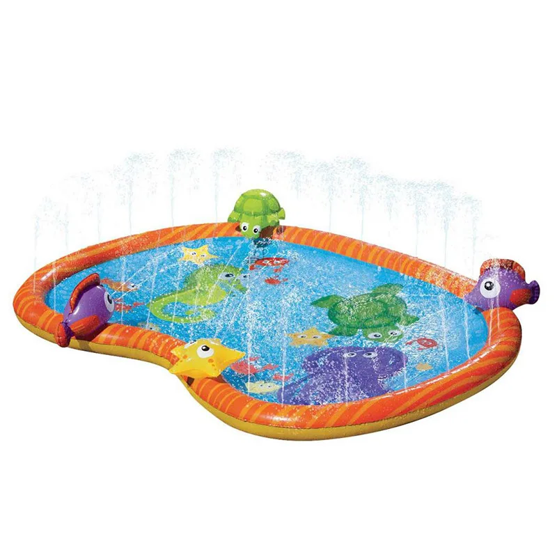 Water Mat PVC Outdoor Beach Play Game Inflatable Hand-eye Backyard Children Baby Spray Water Cushion Mat Toys Gifts Supplies