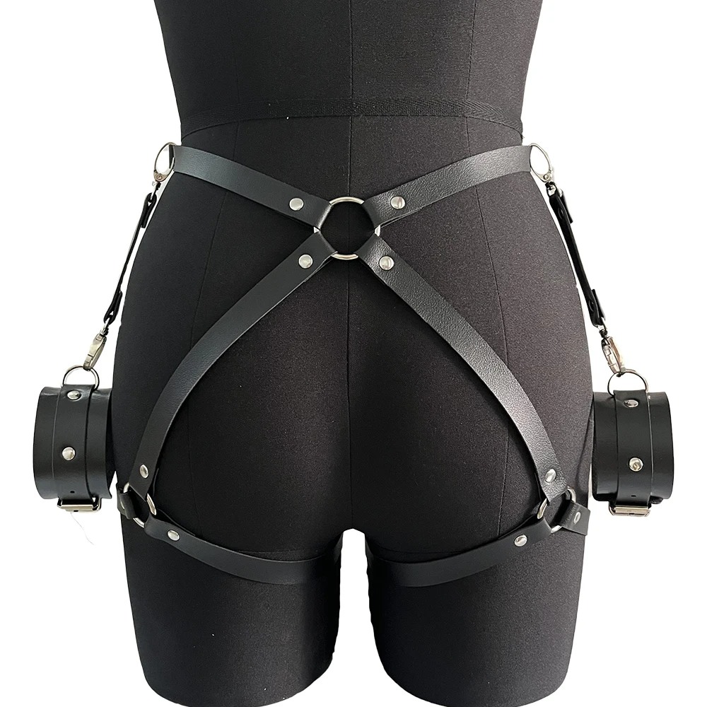 Fashion Faux PU Leather Leg Harness Women Goth Sexy Thigh Garter Bandage BDSM Hip Belt Adult Erotic Fetish Clothing Accessorie