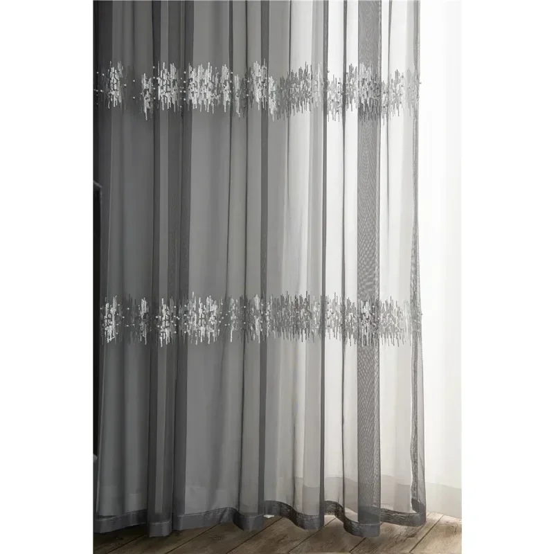 High-End Model Door Customize Luxury Curtains for Living Dining Room Bedroom Window High Shading Curtain Silver Color Blue