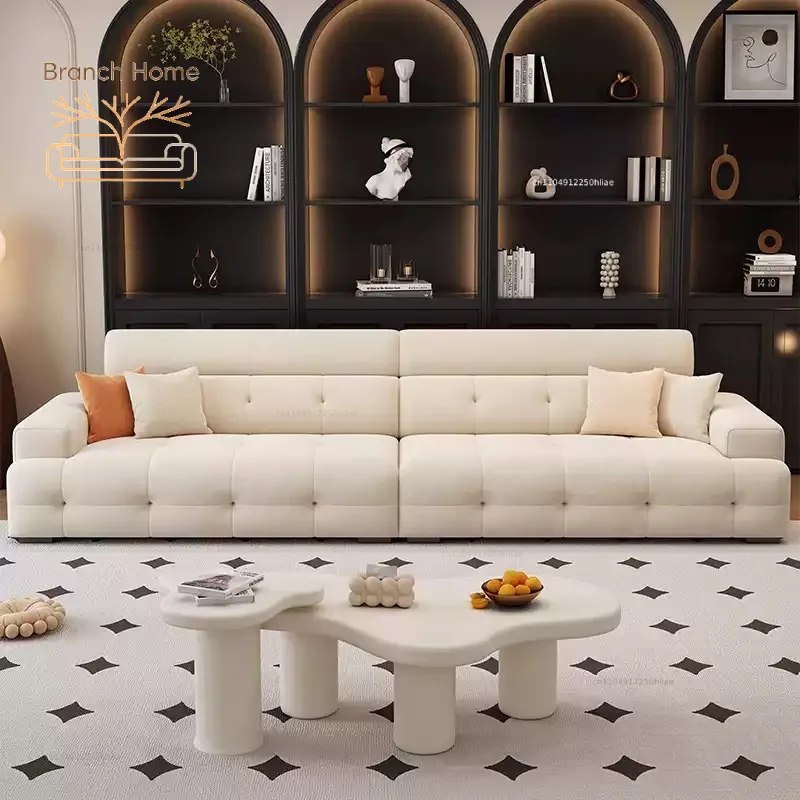 Italian minimalist new Lawrence cream style fabric sofa living room small apartment modern Internet celebrity straight sofa