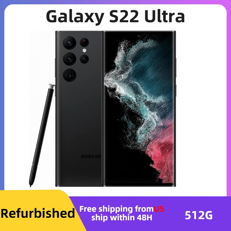 

Samsung Galaxy S22 Ultra 5G Refurbished SmartPhone 512GB ROM Black Excellent Condition Fully Functional