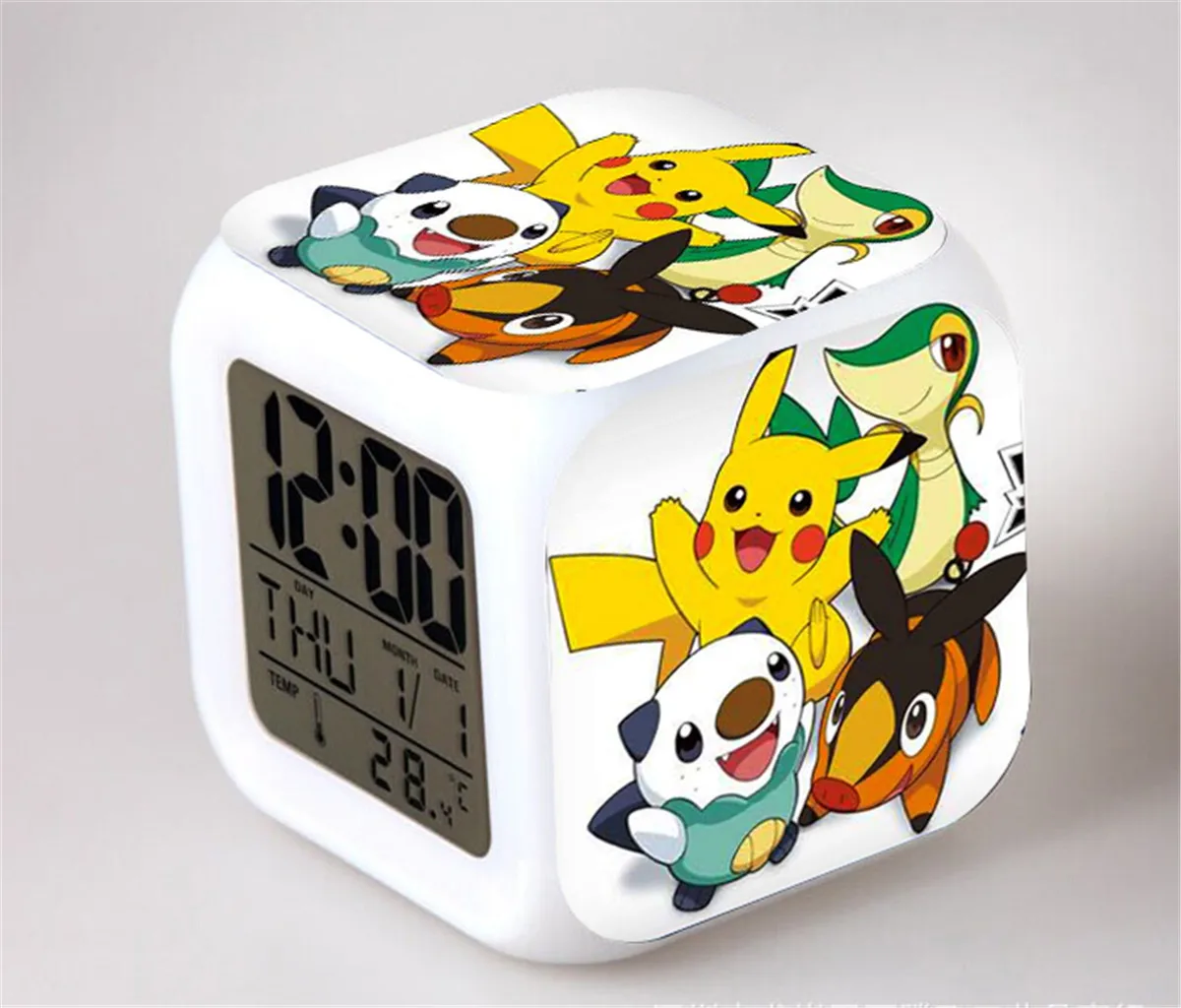 Anime Pokemon Alarm Clock Night Light Colorful LED Digital Clock Pikachu Squirtle Ash Ketchum Moltres Figure Desk Decor Kids Toy