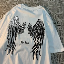 The Angel Unfolded Wings T-Shirt Men Women Crewneck Cotton T-Shirts Vintage Summer Tee Clothes Personality Tshirts Couple