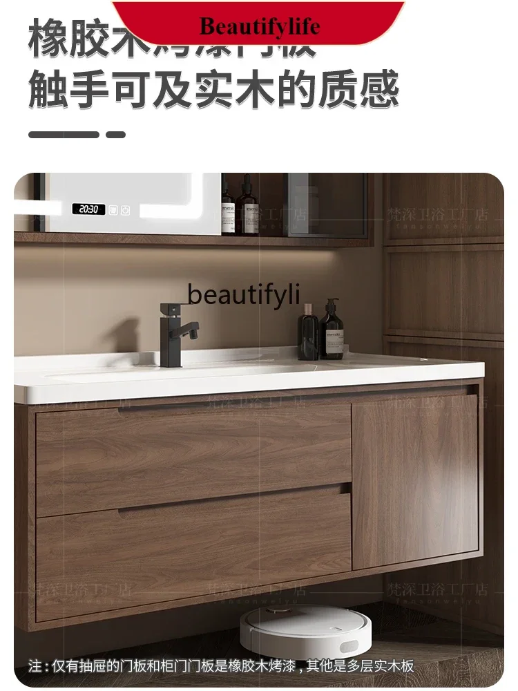 

F185 New Chinese walnut ceramic basin, bathroom cabinet, combination bathroom, hand and face wash station