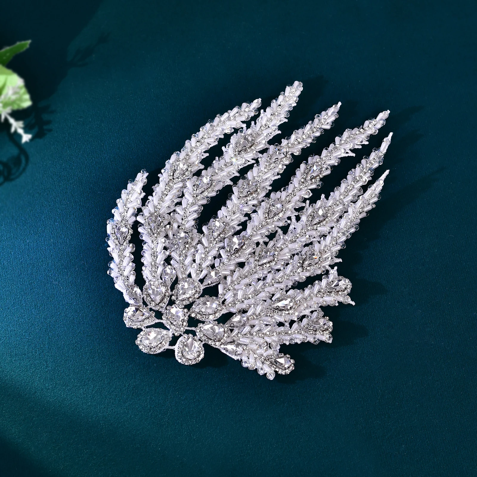 TOPQUEEN Beaded Rhinestone Patch,Handmade Sewing Clothing Applique,Suit Women's Iron On Shoulder Badge Shoulder Decoration SP66