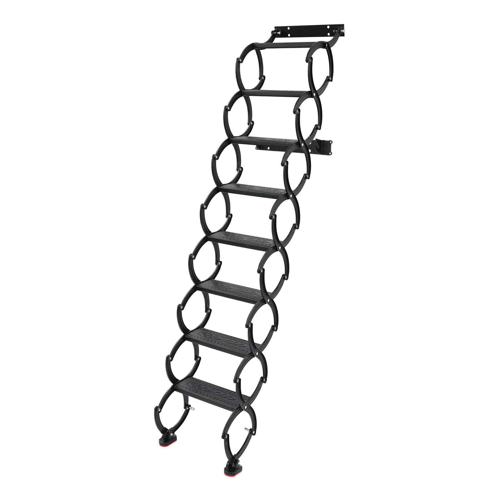 Wandgemonteerde opklapbare ladder, telescopische trap met een capaciteit van 200 kg per trede, intrekbare opklapbare trap voor thuis, garage, magazijn - afbeelding 2