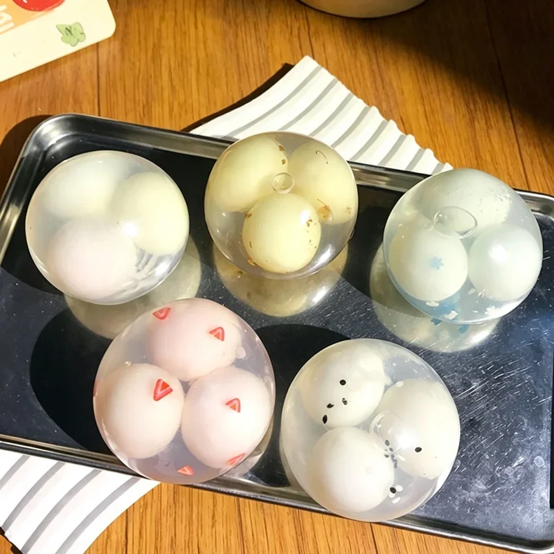 Handmade Macaron Pectin Crispy Ball Tangyuan Squishy Squeeze Toy Clear Release Pressure Autism ADHD Focus Toy for Adults Gift