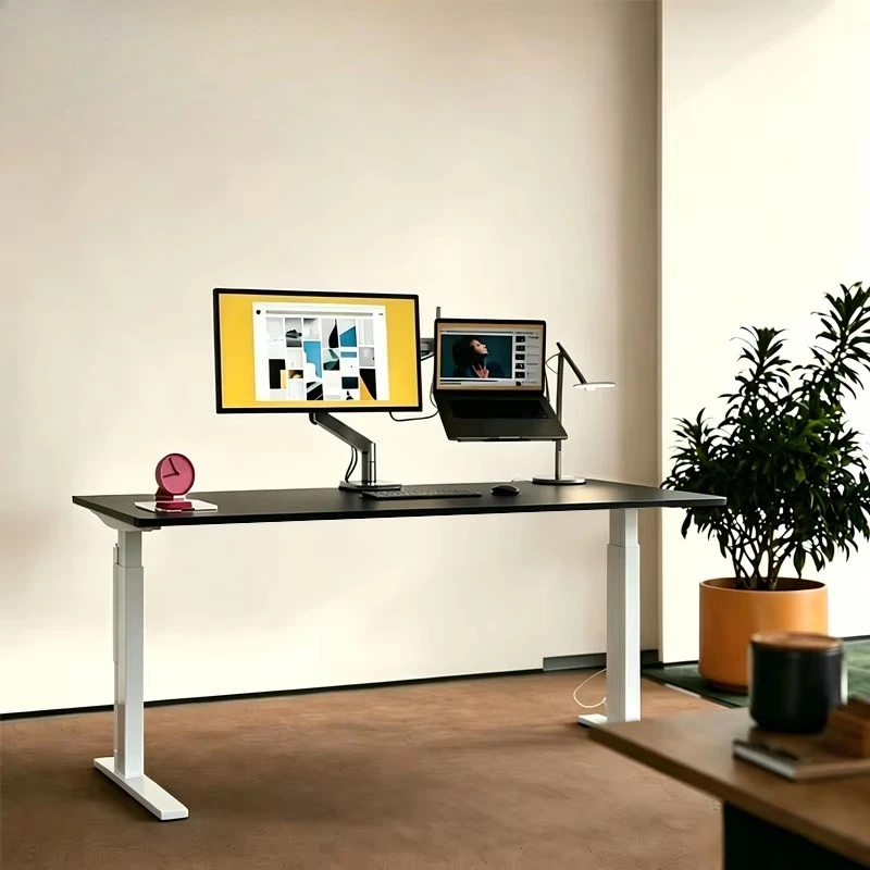 Steel Standing Desk Memory Control Panel Ergonomic Design Retractable Easy to Assemble Modern Height Adjustable Office Furniture