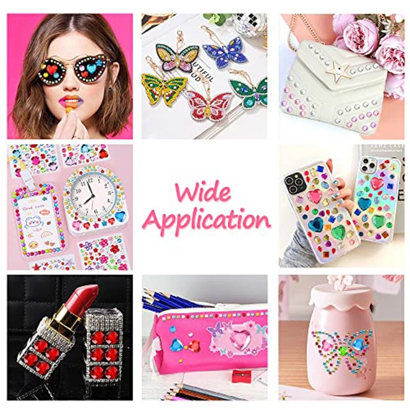 5 Sheets Gem Rhinestones for Crafts Self Adhesive Jewel Sticker Bling Stick on Gems DIY Face Makeup Reward Stickers For Teachers