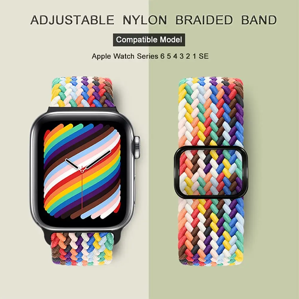 Braided Solo Loop For Apple watch band 49mm 45mm 41mm 44mm 40mm 38mm 42mm Nylon Adjustable Elastic for iWatch Ultra 8 7 6 5 3 SE
